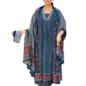 GoSriKi Women's Anarkali Kurta Set with Dupatta Pure Cotton Suits for Women with Dupatta |