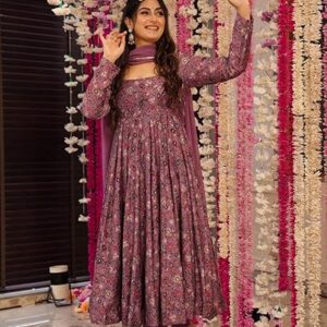 ANNI DESIGNER Women's Cotton Blend Anarkali Kurti Plazzo Dupatta Set |